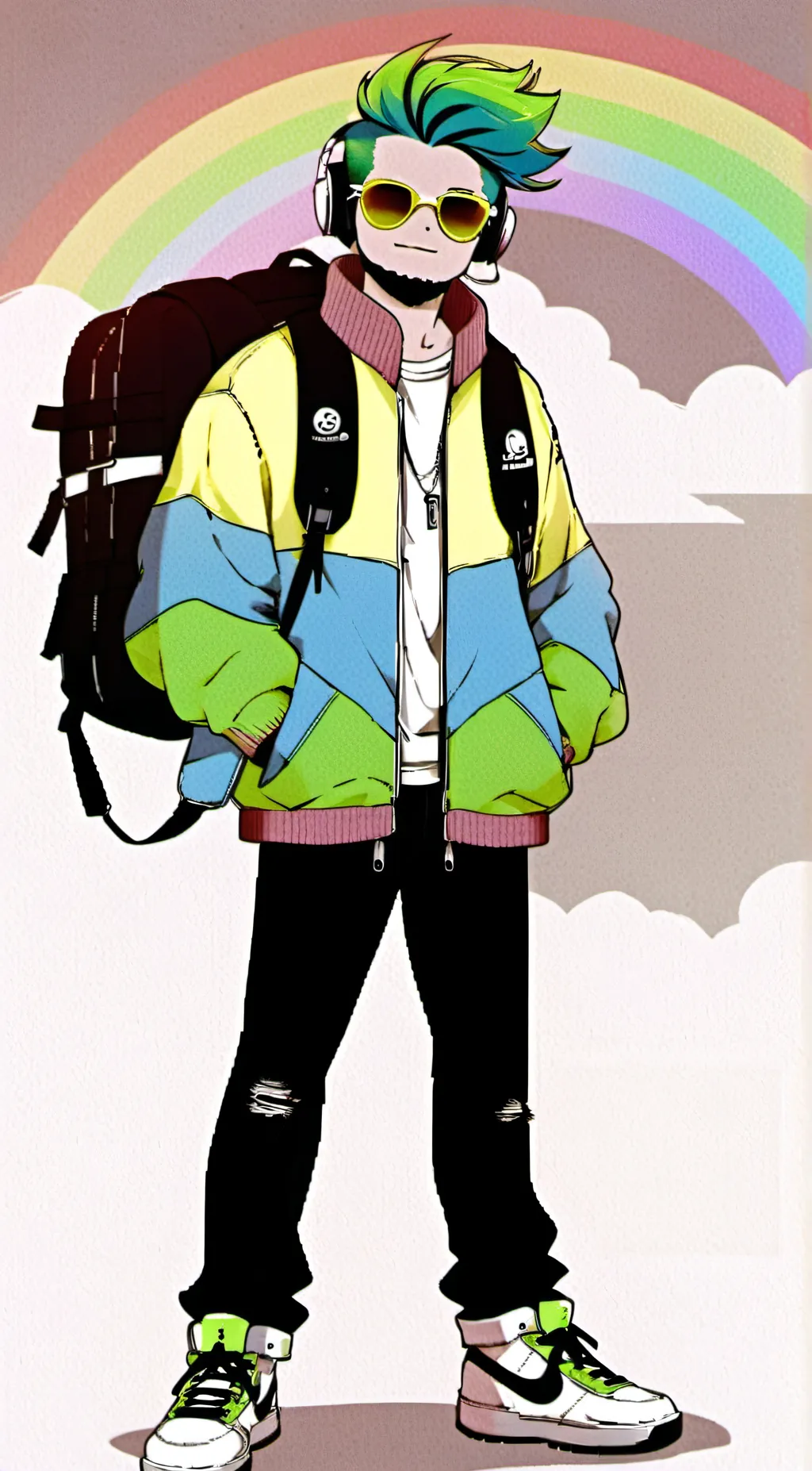 ai character: fire background