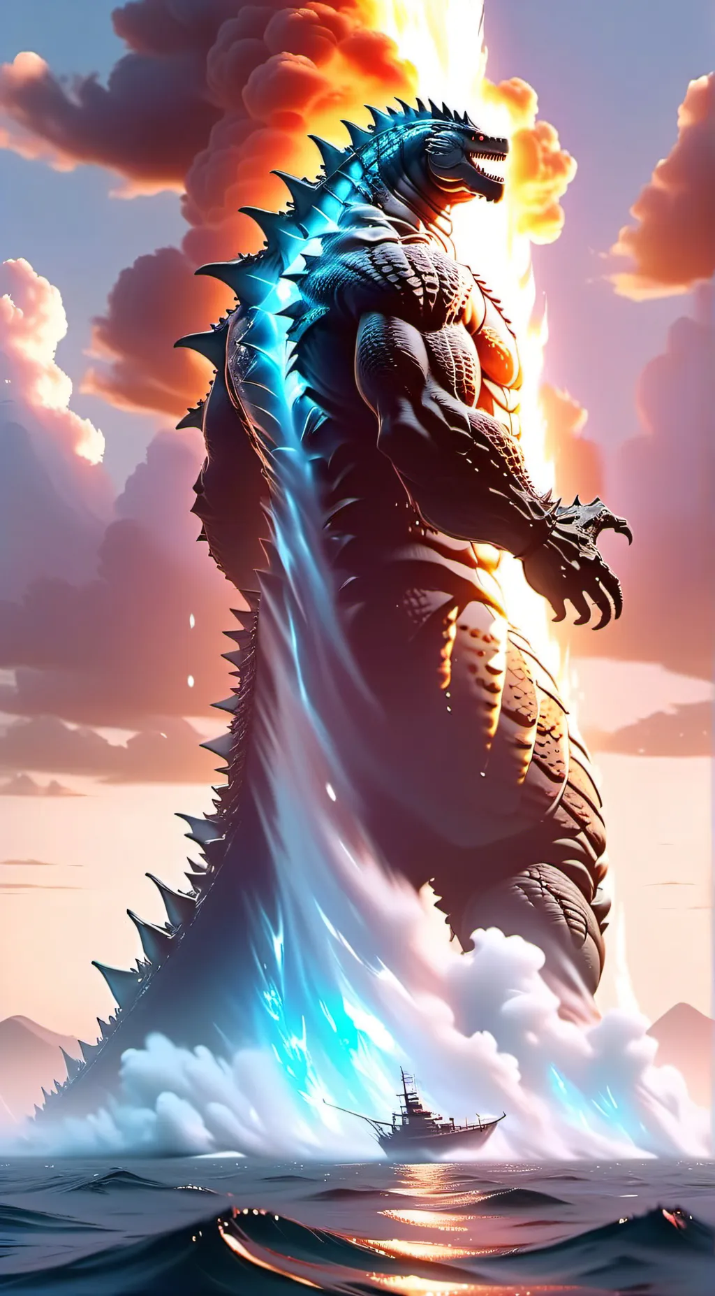 ai character: Godzilla background