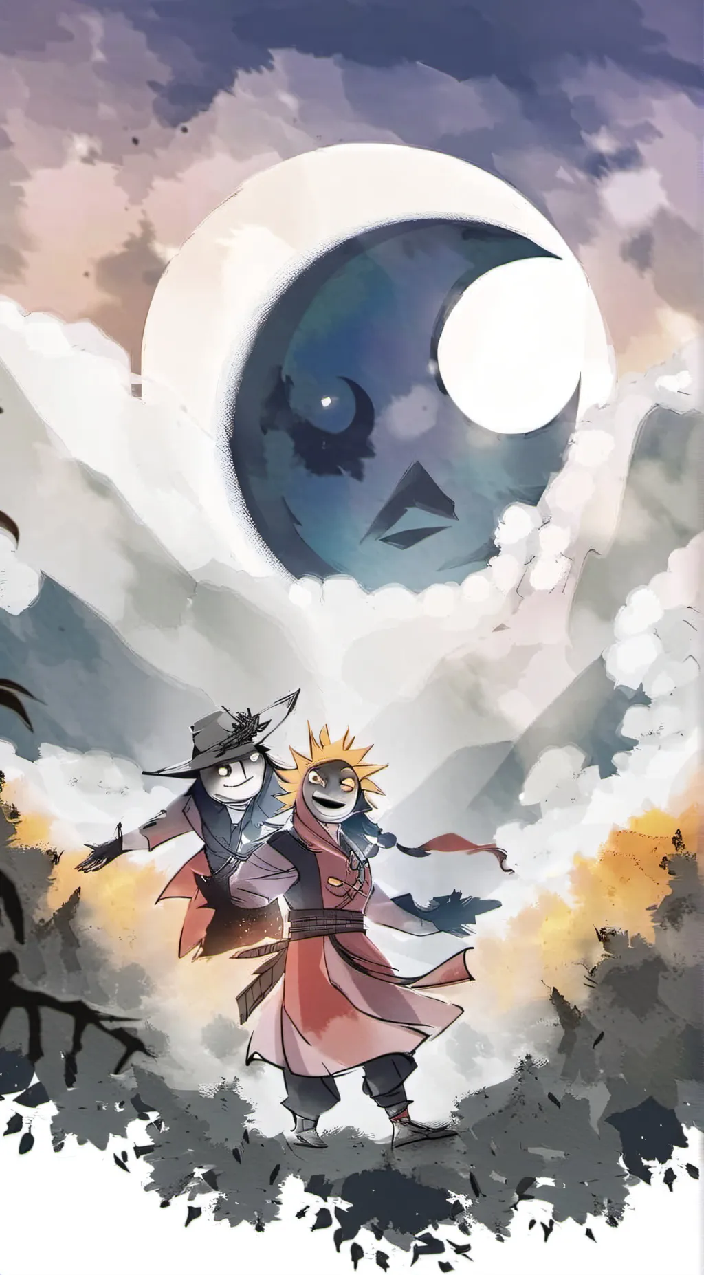 ai character: Sun and Moon  background