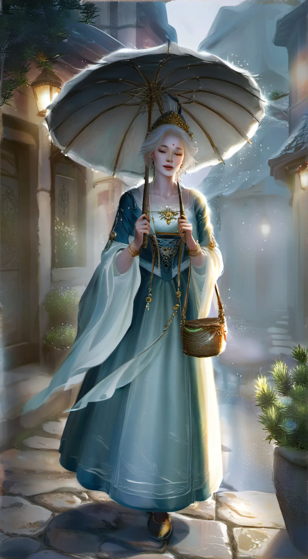 ai character: queen Elena  background