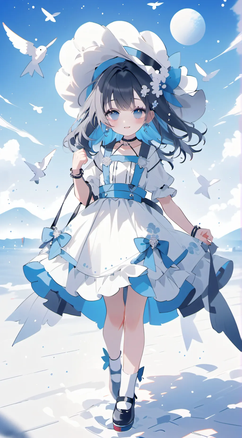 ai character: Sky  background