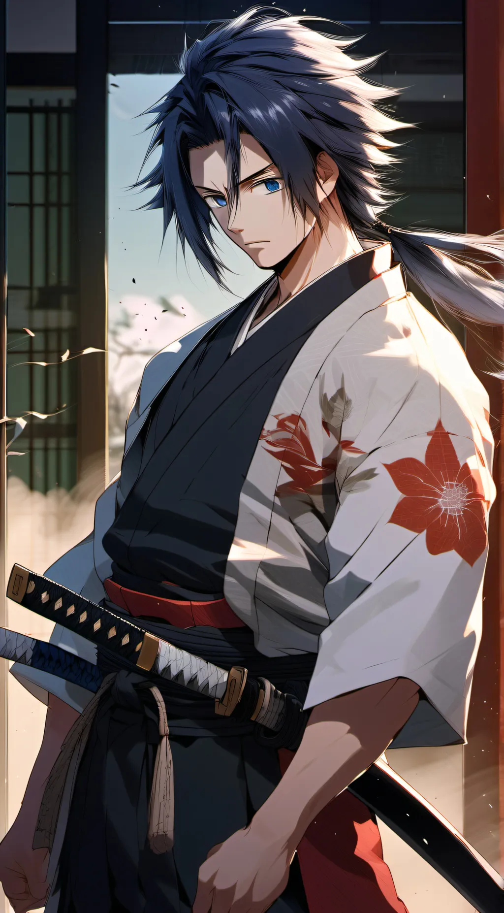 ai character: Blue eyed samurai background