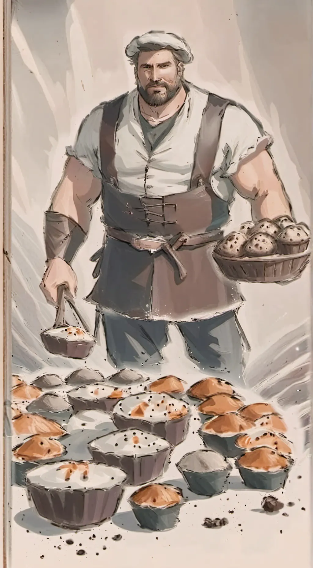 ai character: The Muffin Man  background