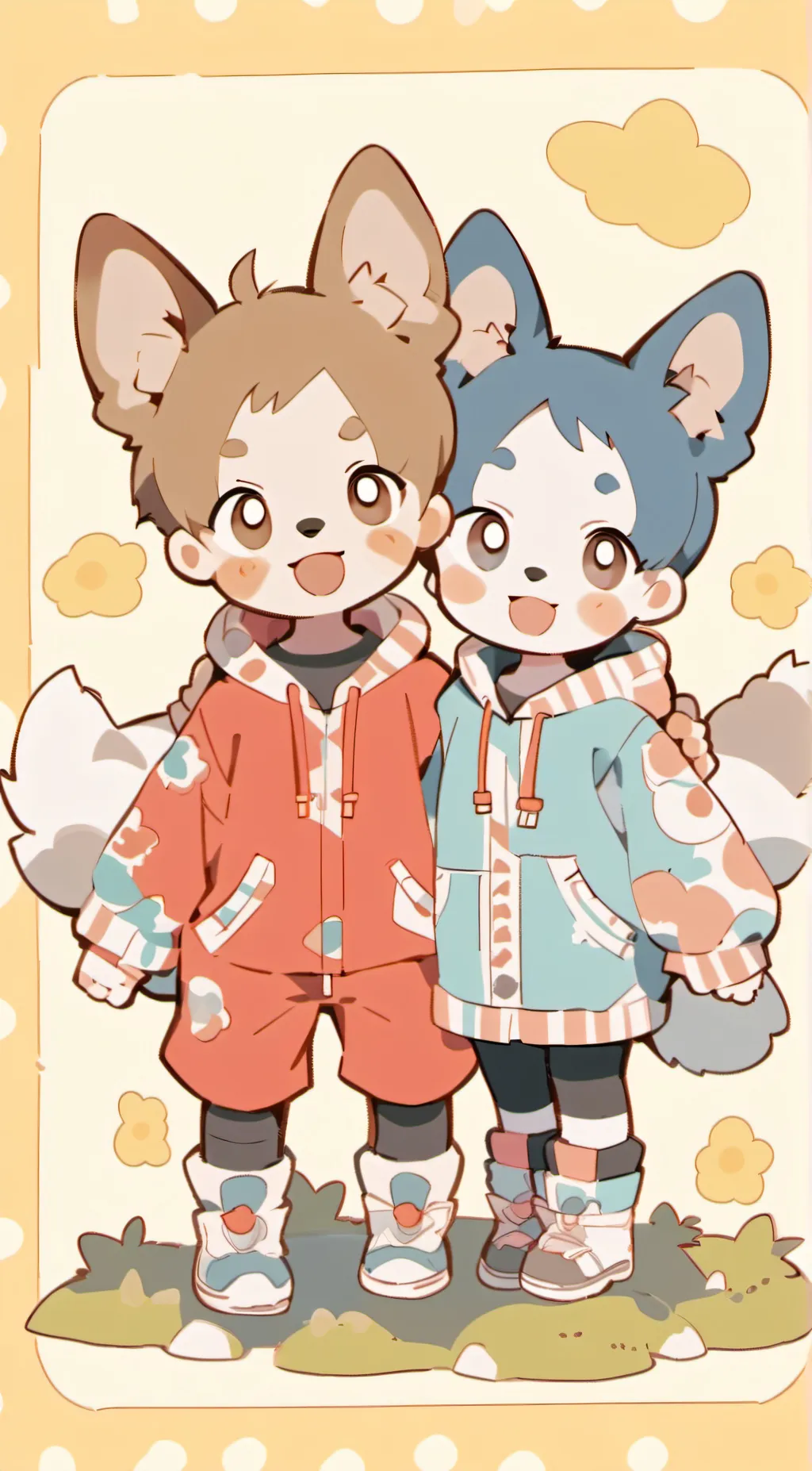 ai character: bluey and bingo  background