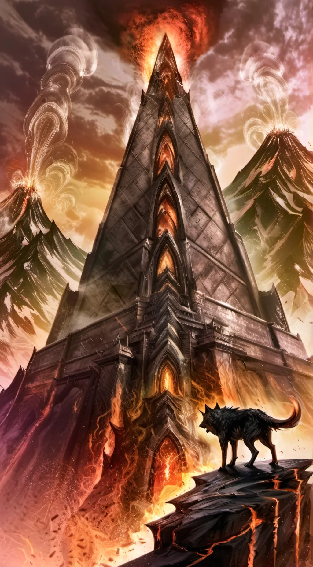 ai character: Abyss volcano  background