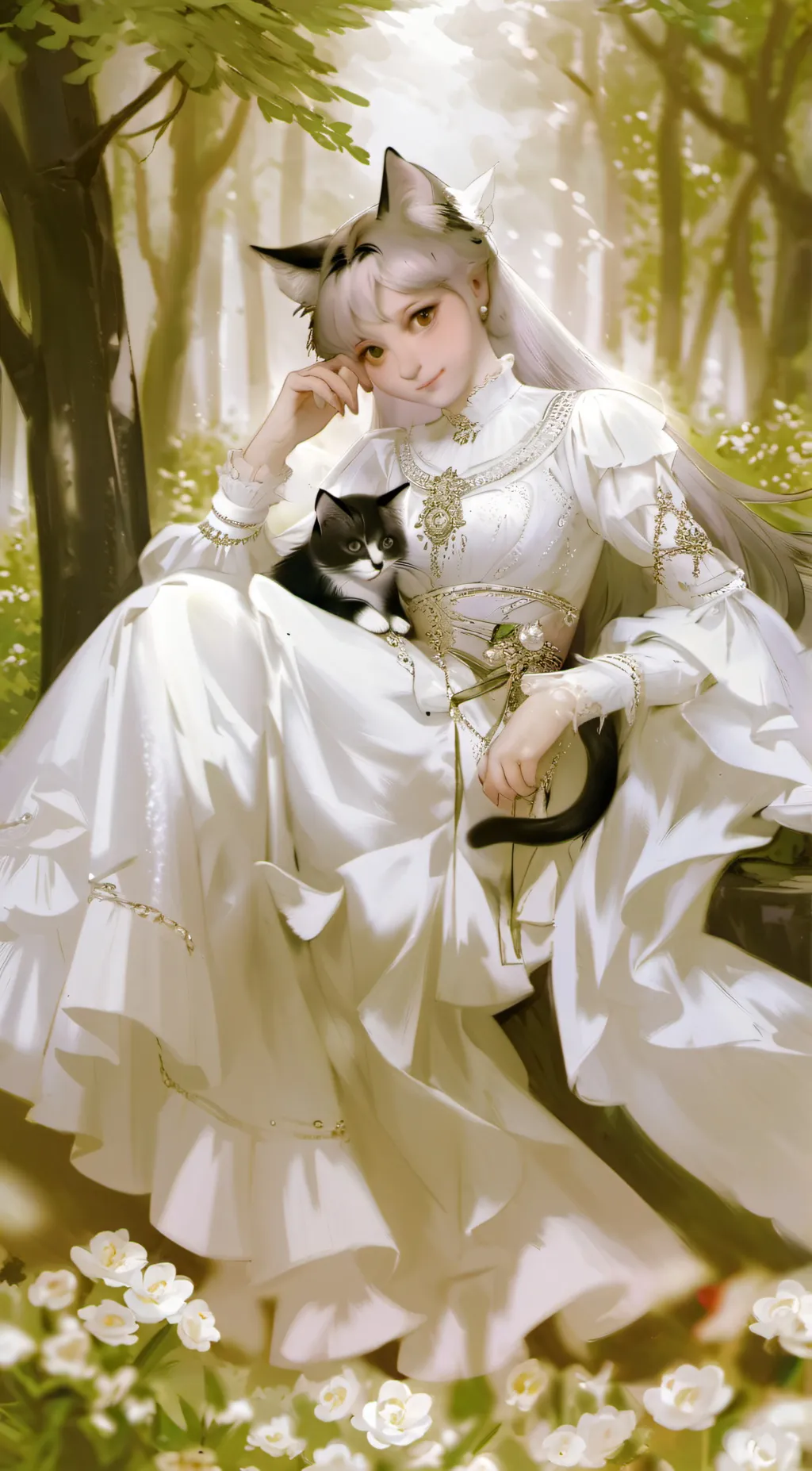 ai character: cat girl  background