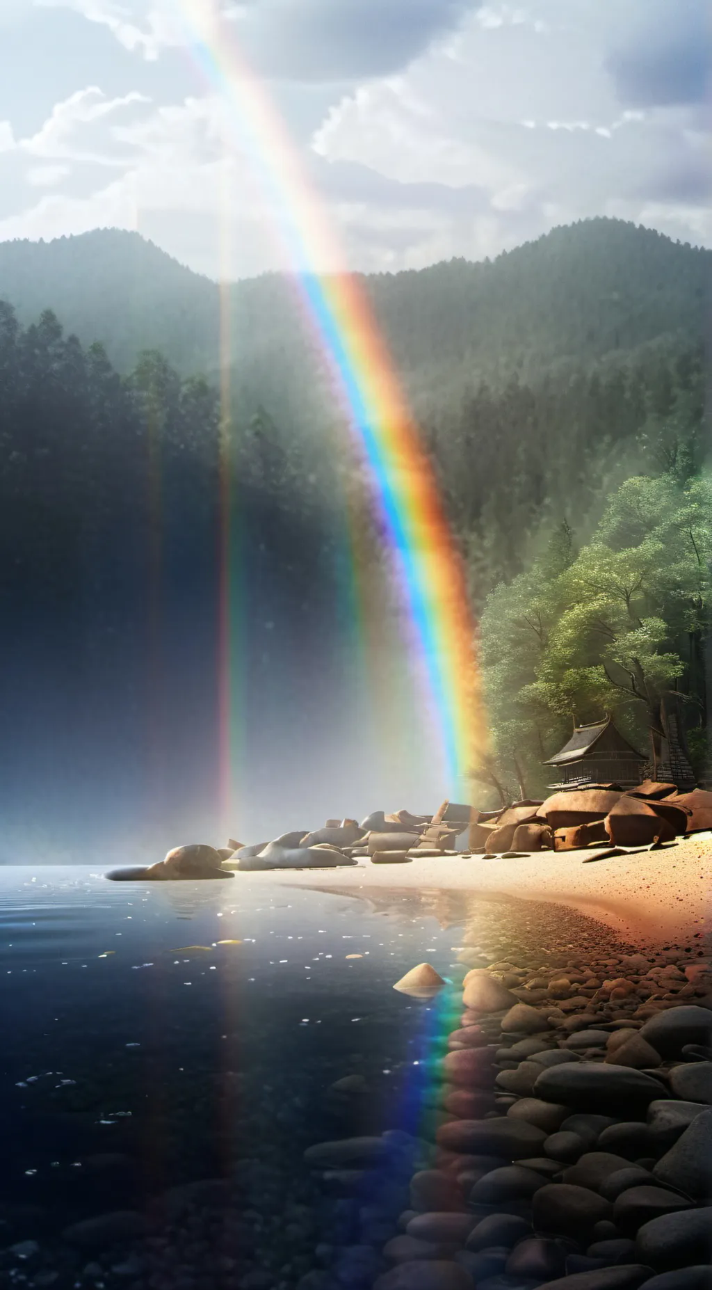 ai character: The rainbow background