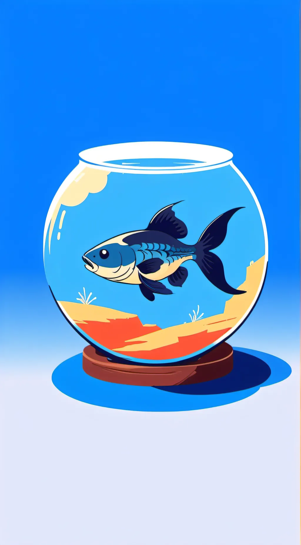 ai character: guppy da fish background
