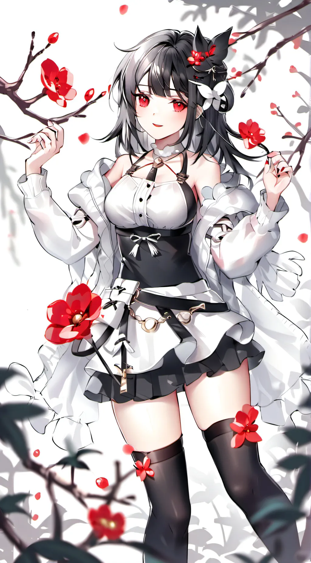 ai character: Red flowers  background