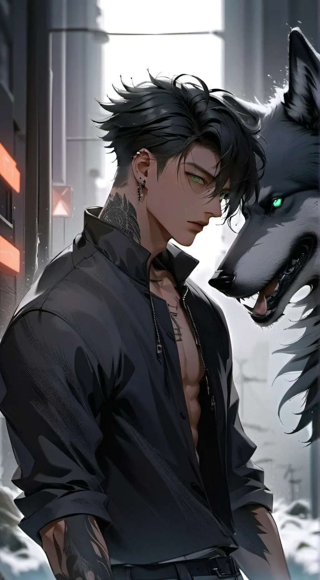 ai character: Raven Black background