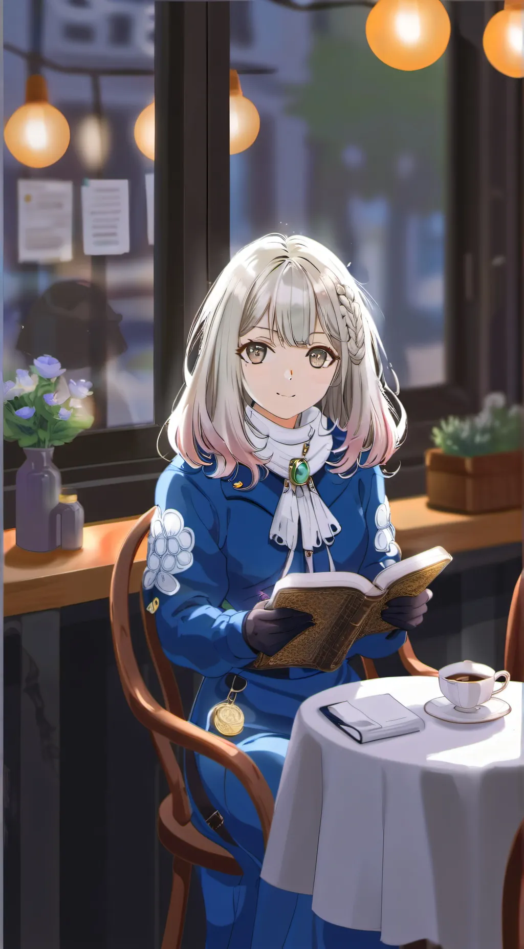 ai character: Violet background