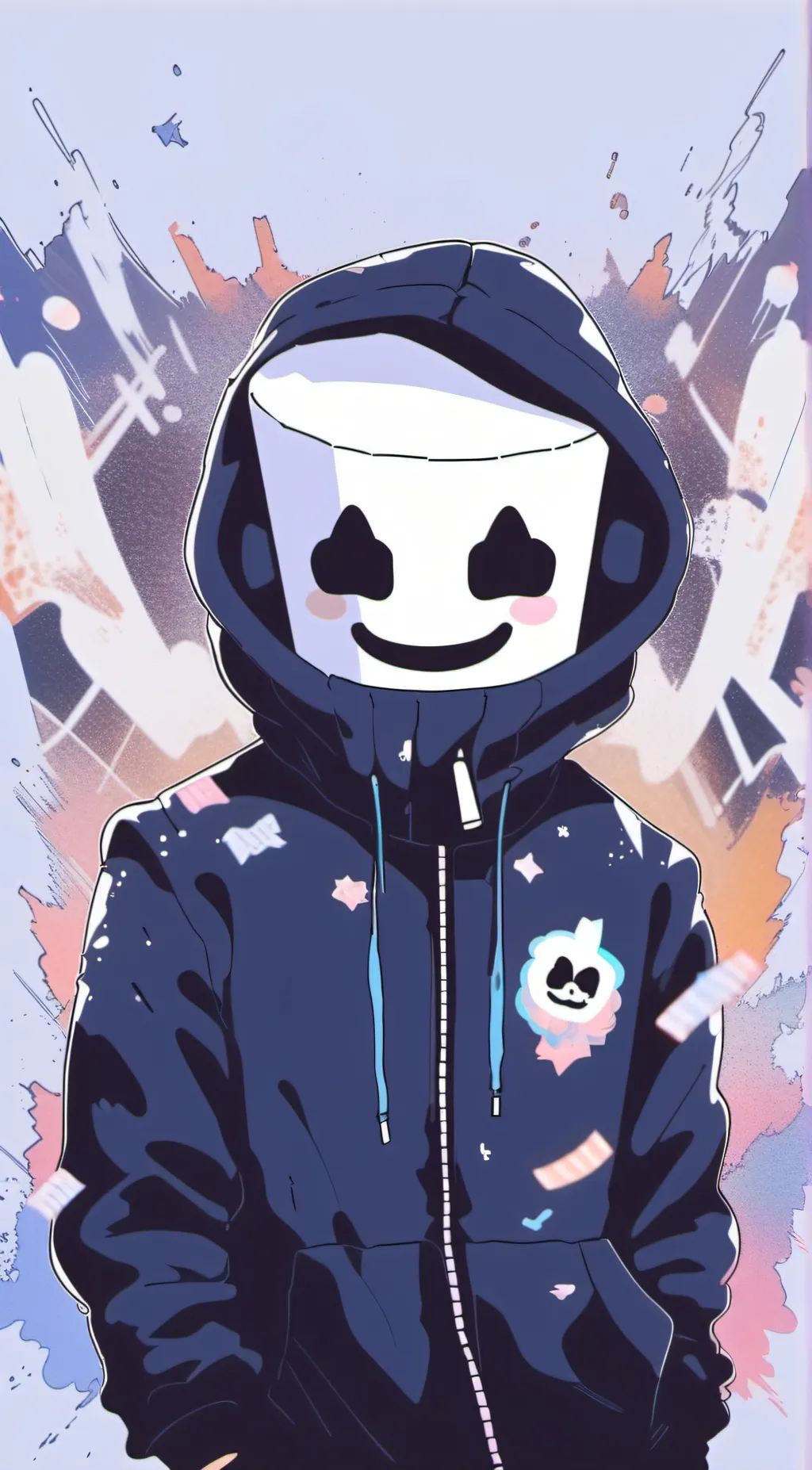 ai character: Marshmello  background