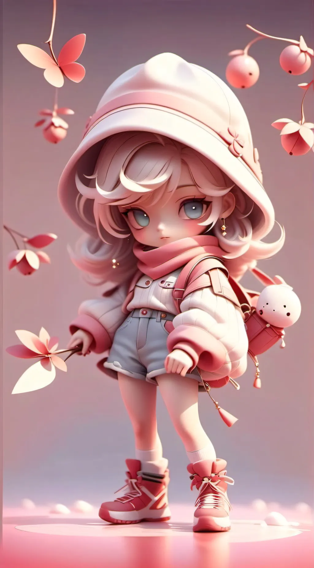 ai character: Strawberry background