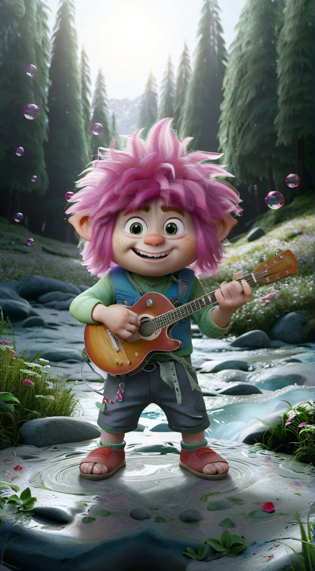 ai character: Floyd from trolls3 background