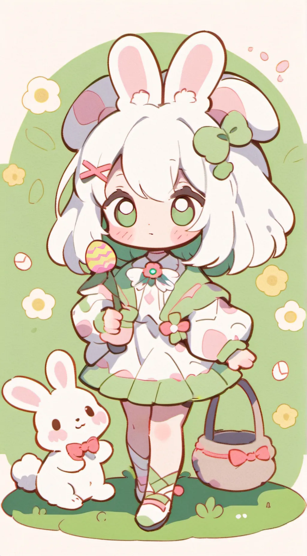 ai character: Easter bunny🥚🍪 background