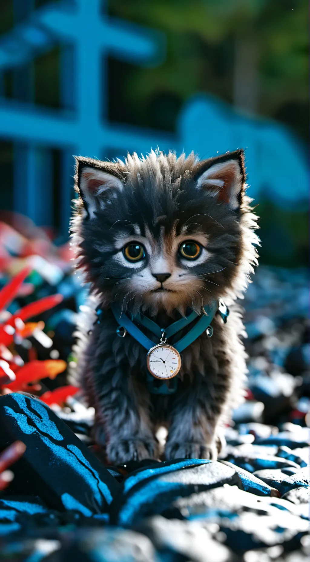 ai character: Male kitten (grey) background