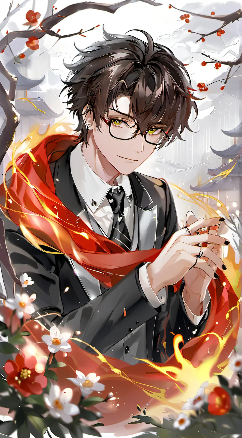 ai character:  Kai fire element  background
