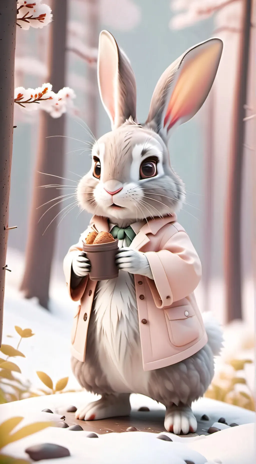 ai character: White Easter bunny background
