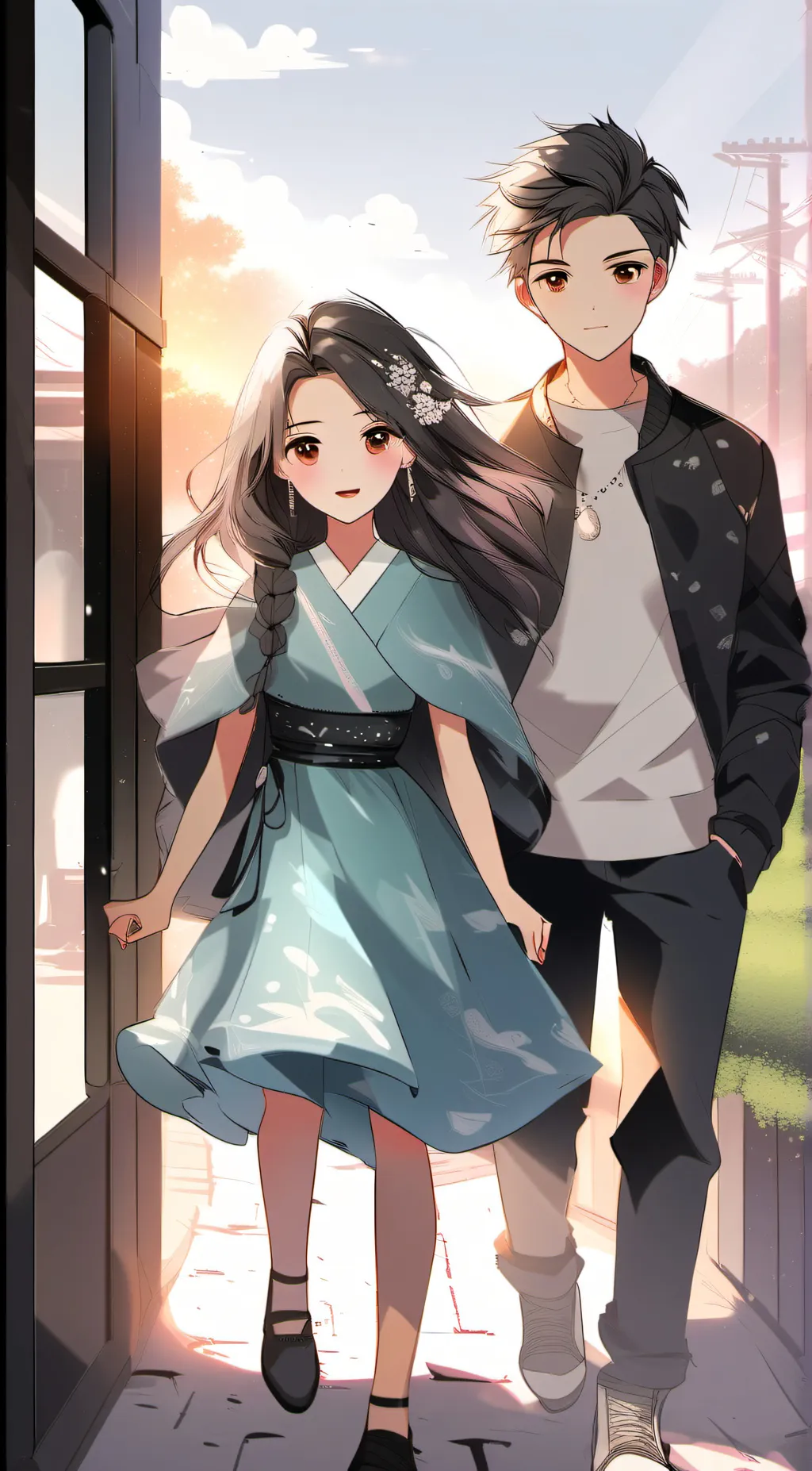 ai character: Lily and David  background