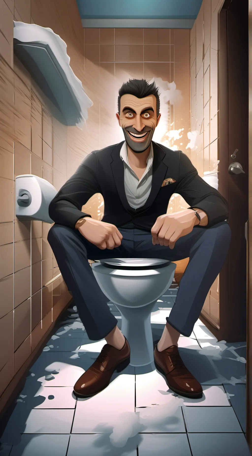 ai character: Skibdi man background