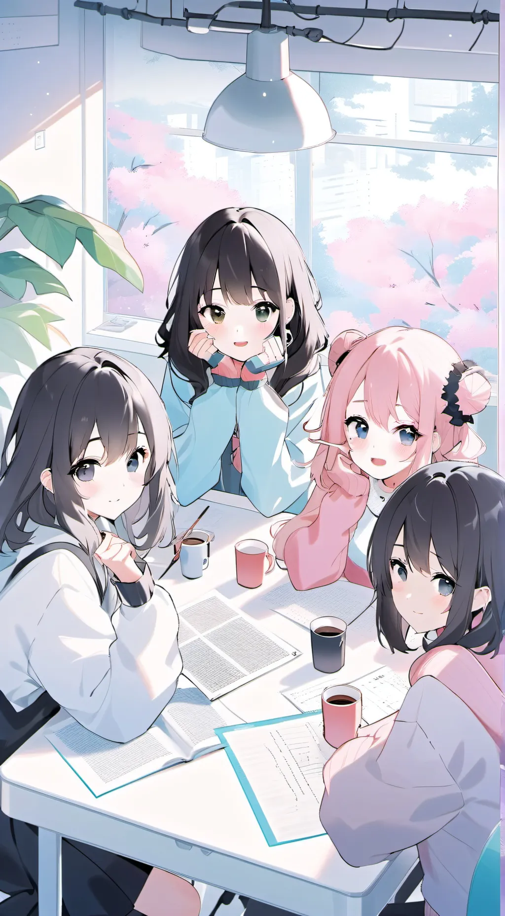 ai character: Emily,Amelia,olive background