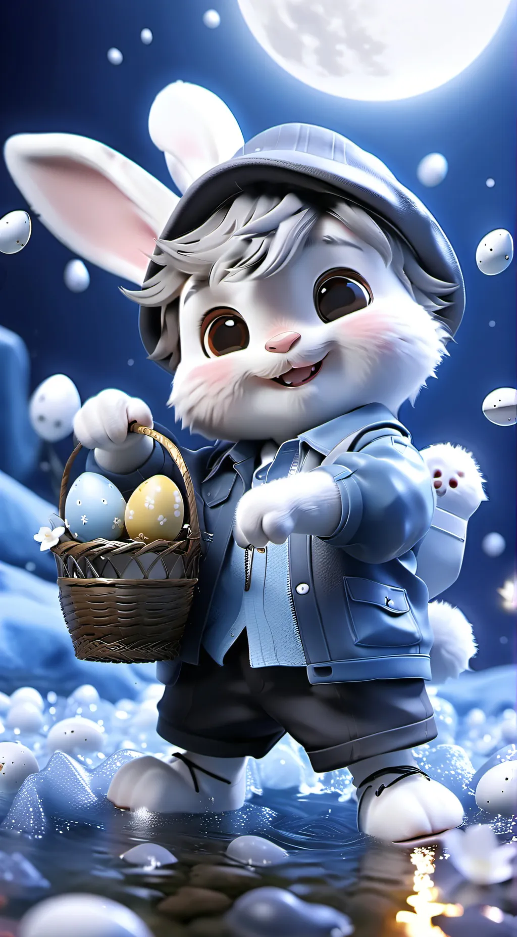ai character: EASTER BUNNY♥️🧡🖤 background