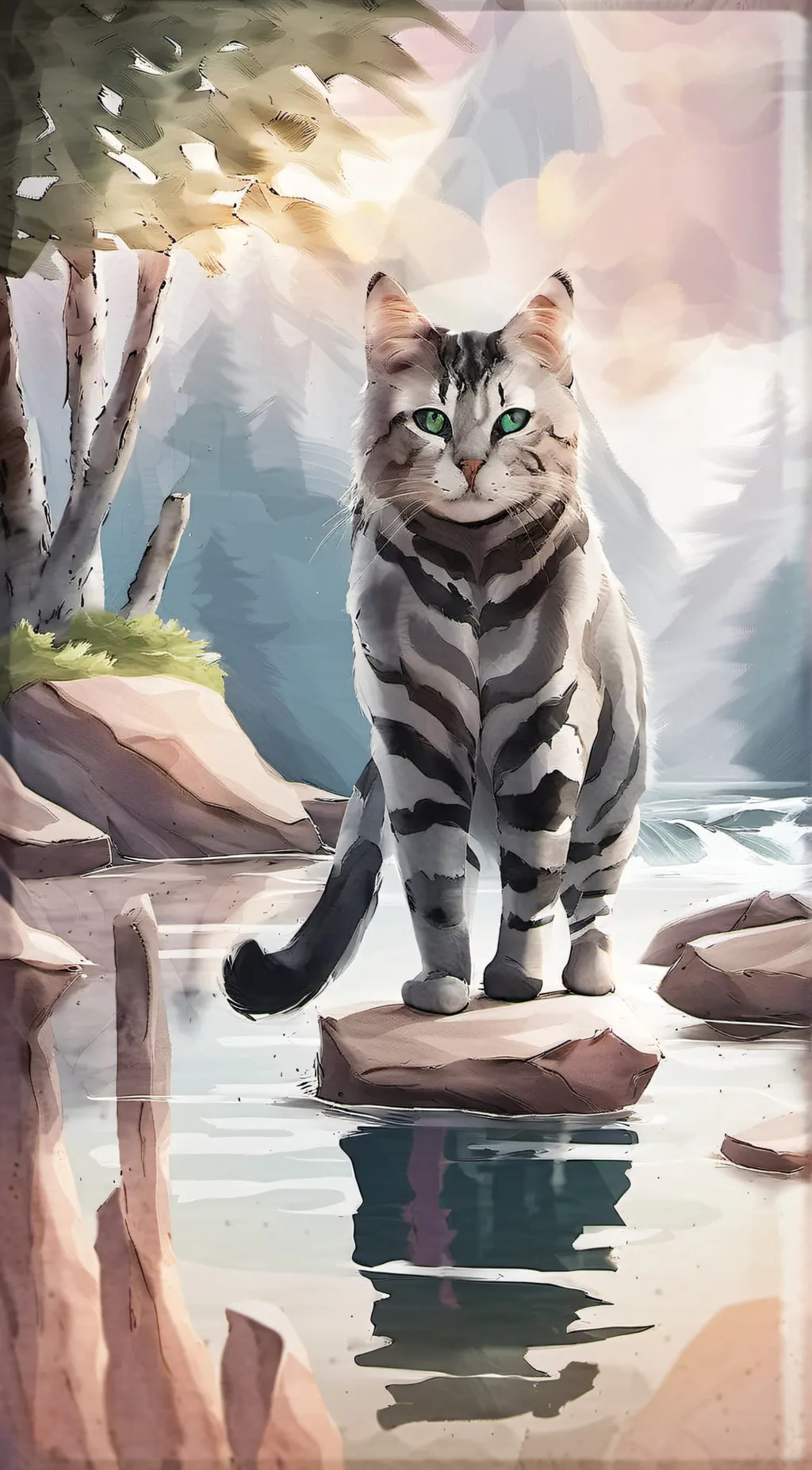 ai character: River Ripple background