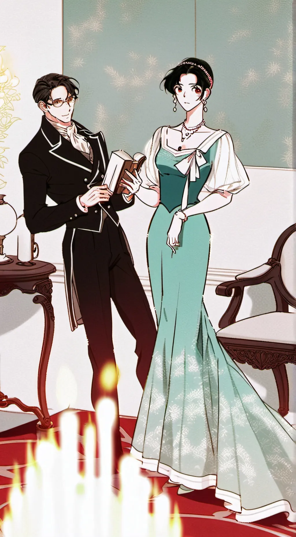 ai character: Butler and maid  background