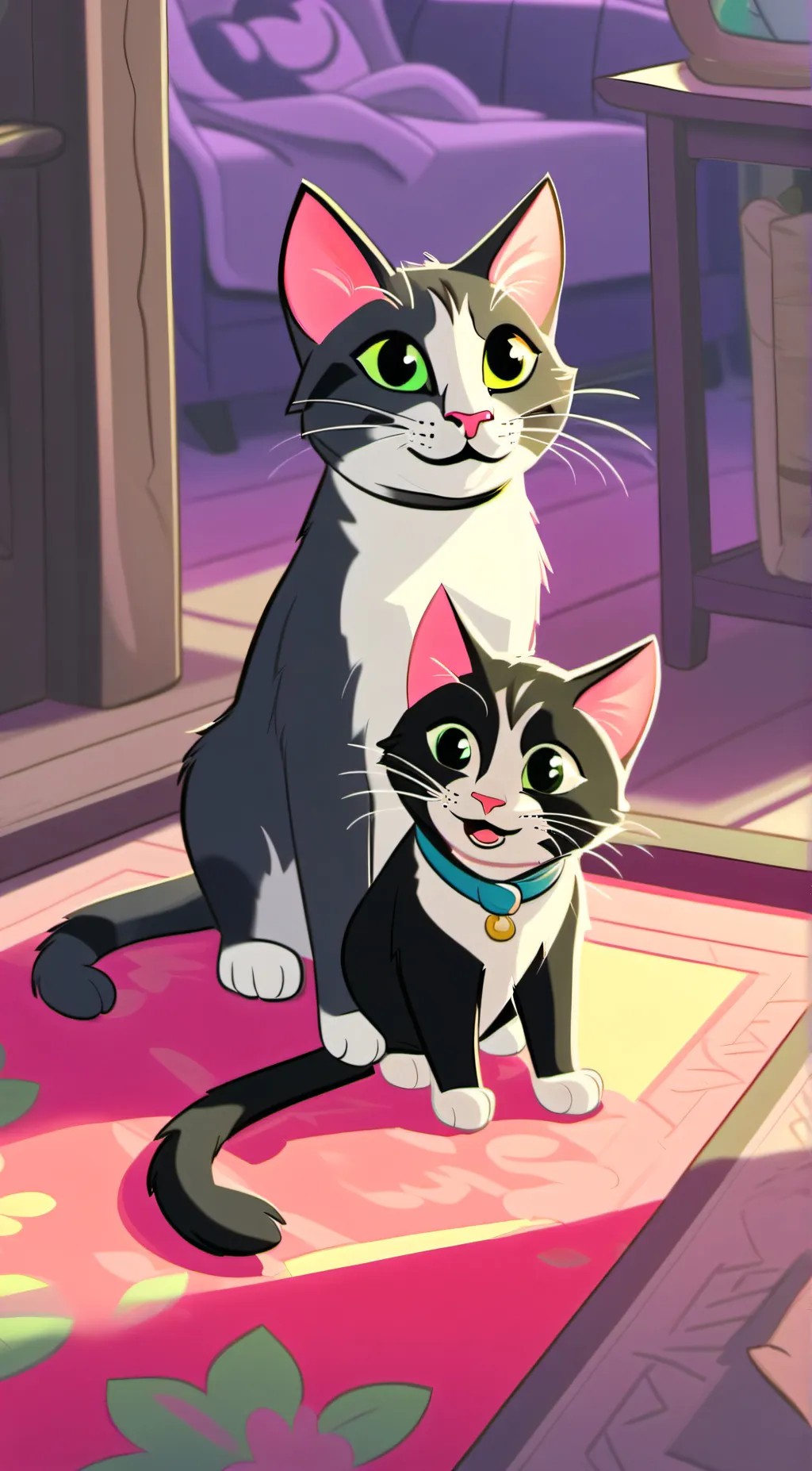 ai character: mother and kitten background