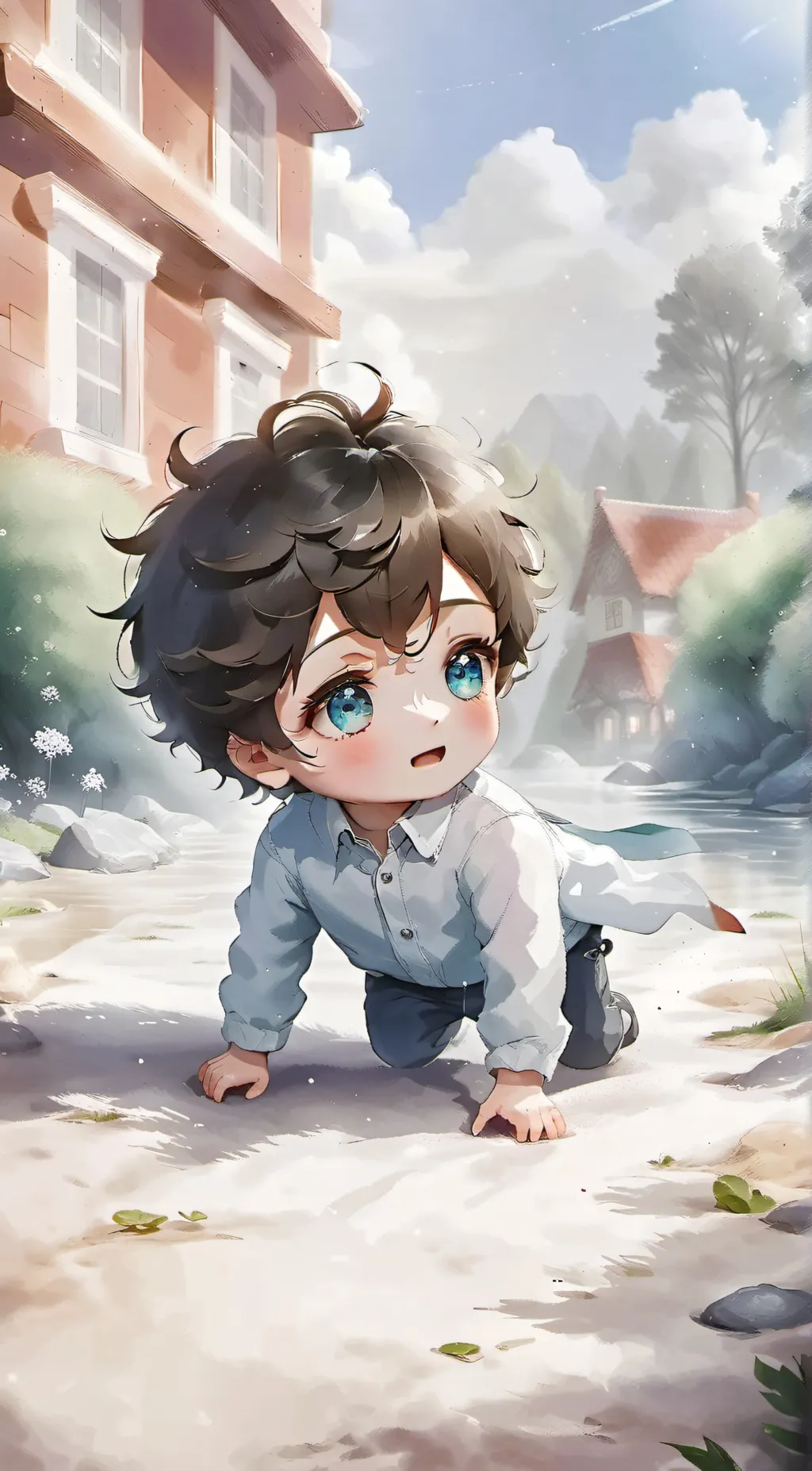 ai character: baby boy  background