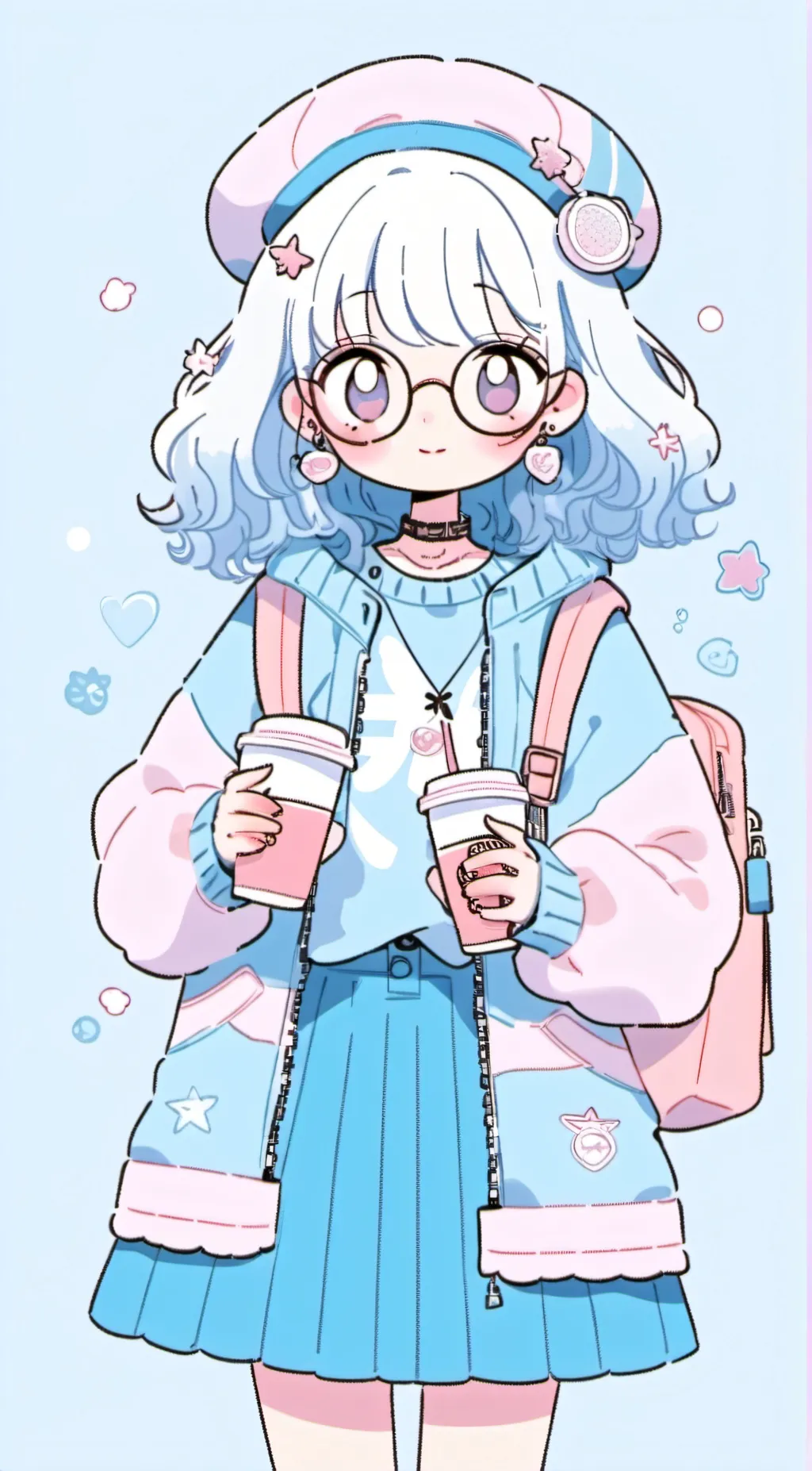 ai character: cute nerd background