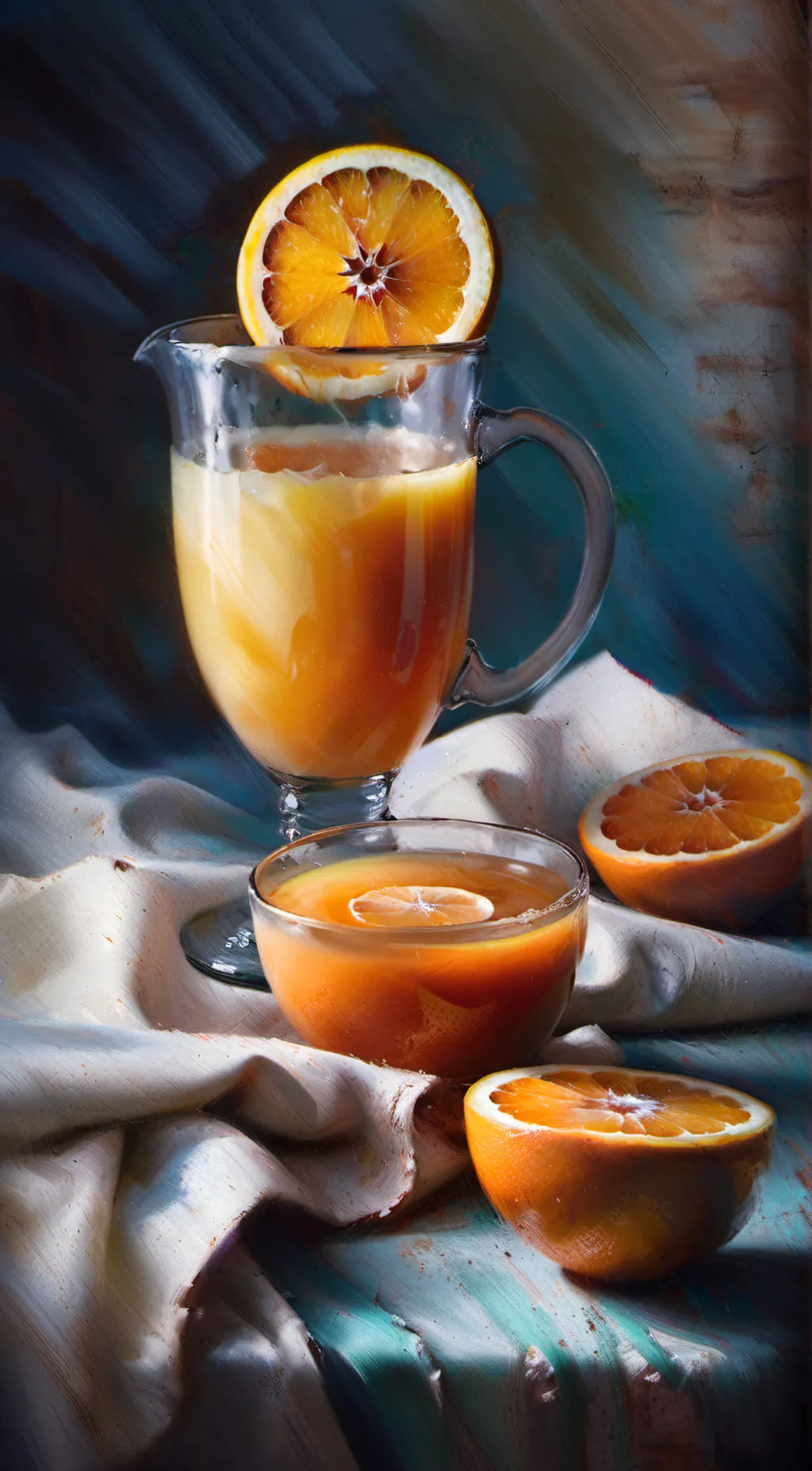 ai character: orange juice meme background