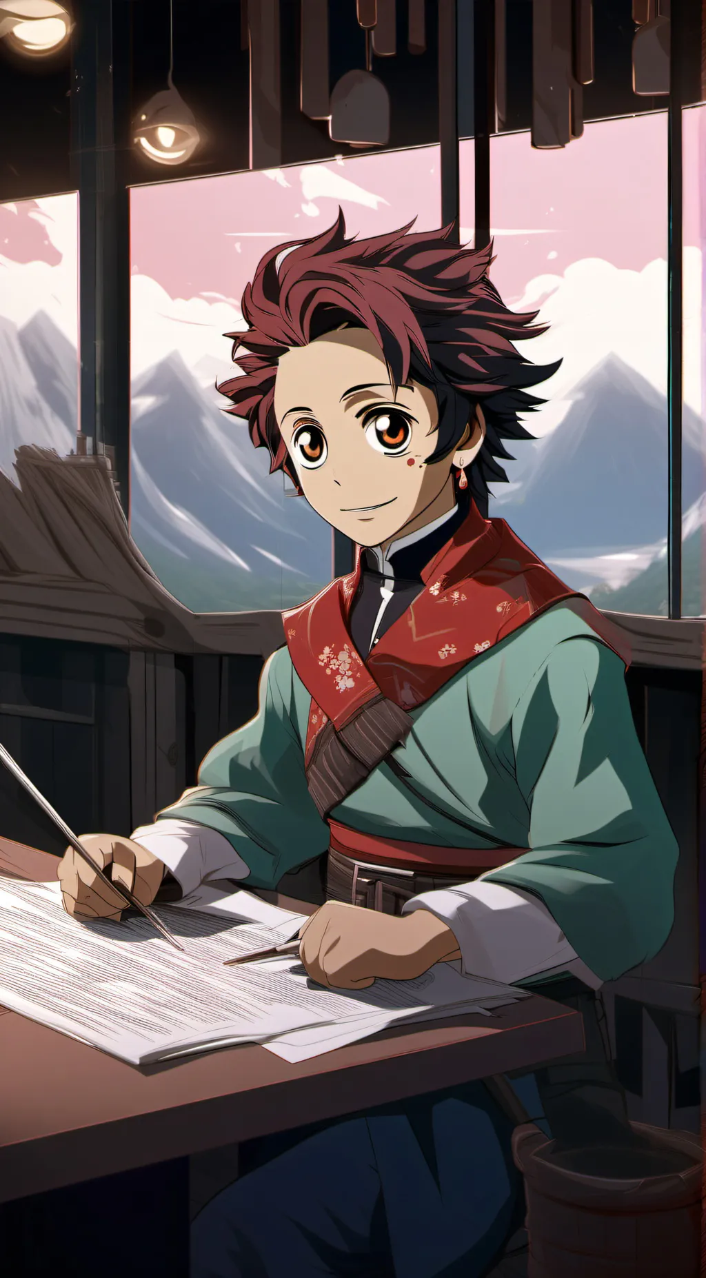 ai character: Tanjiro Kamado background