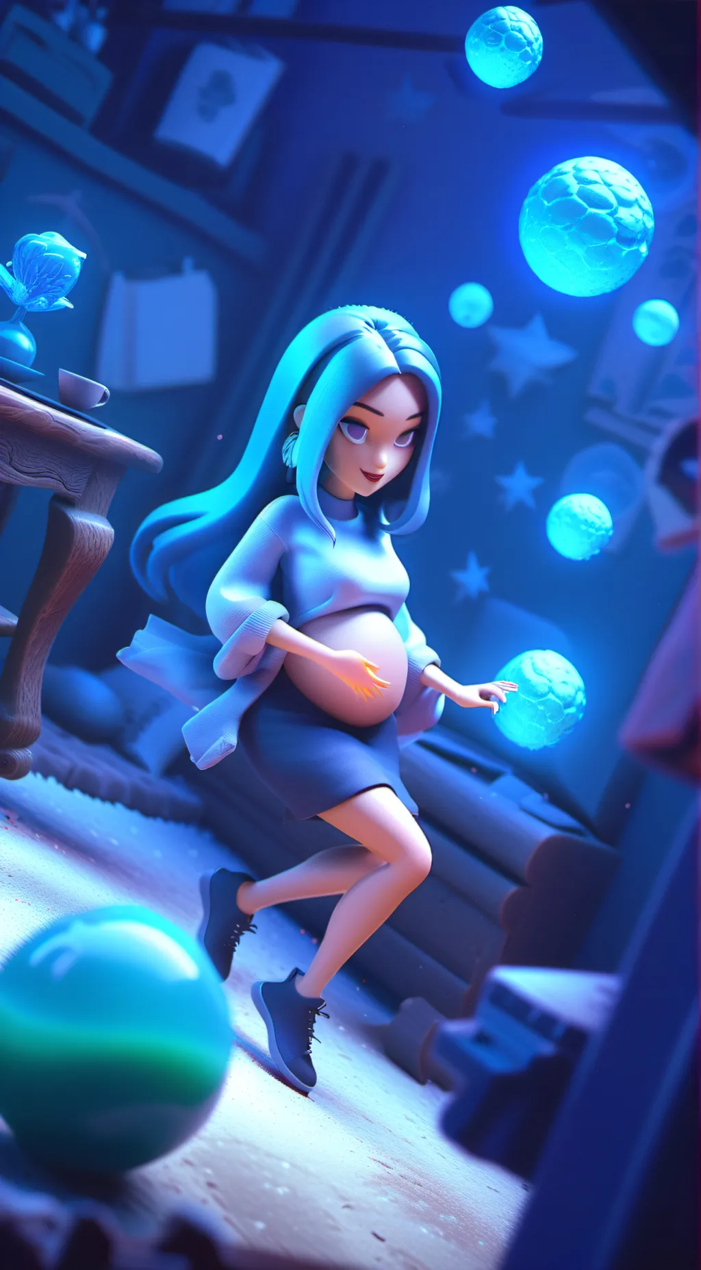 ai character: Pregnant roommate  background