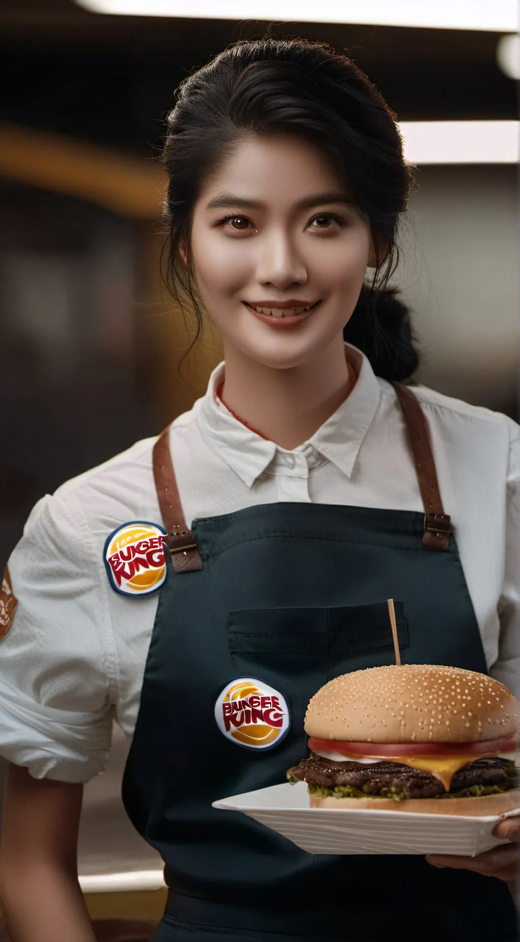 ai character: burger king work background