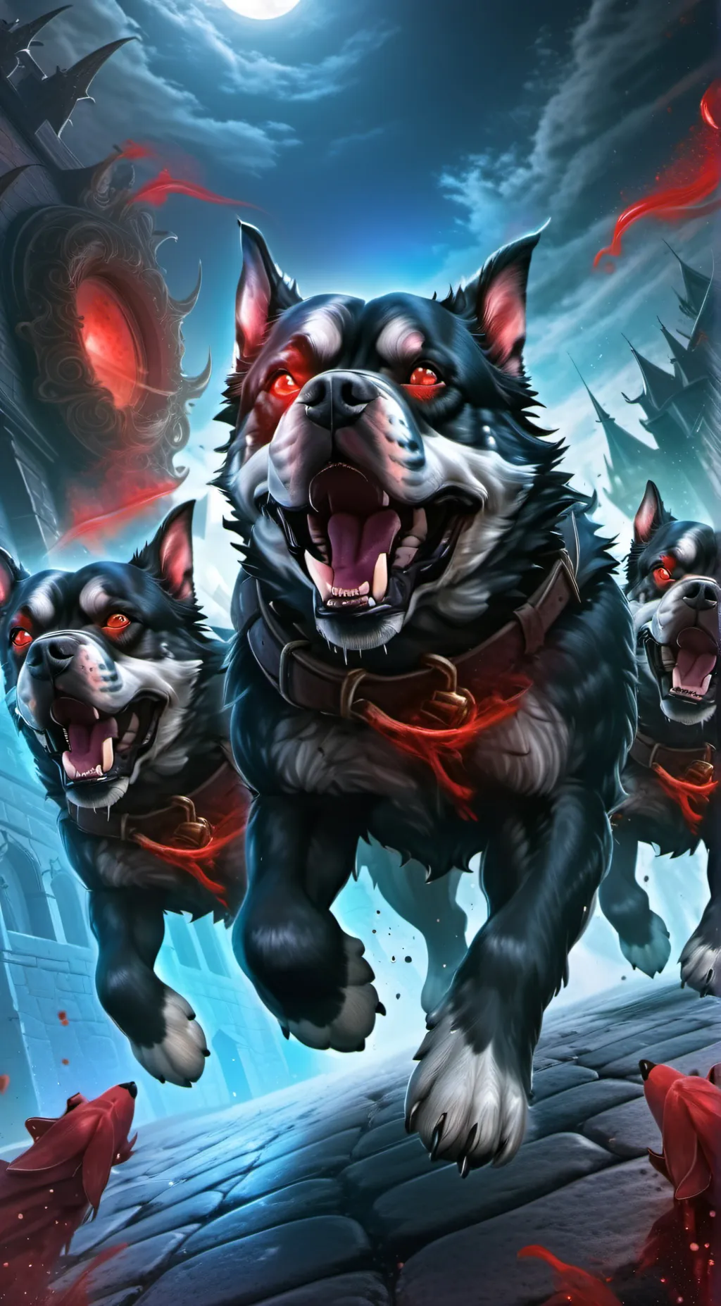 ai character: Cerberus dog background