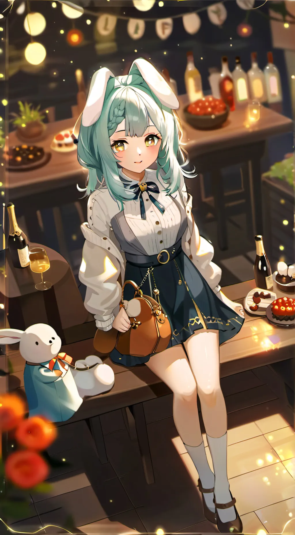 ai character: mint Easter background