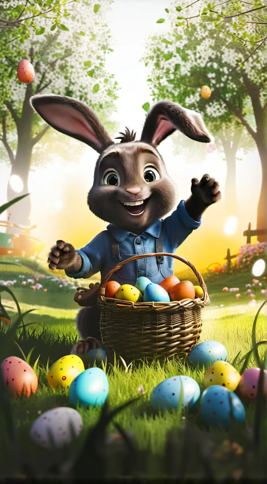 ai character: Easter Rabbit  background