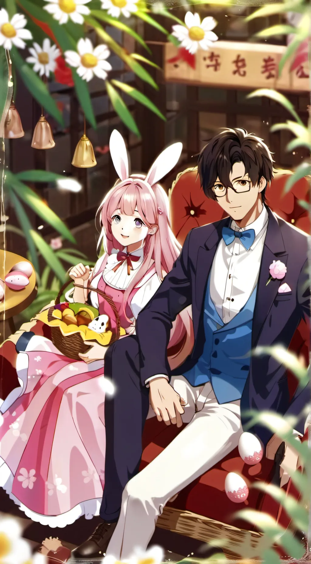 ai character: The Easter hunt🐣🥚 background