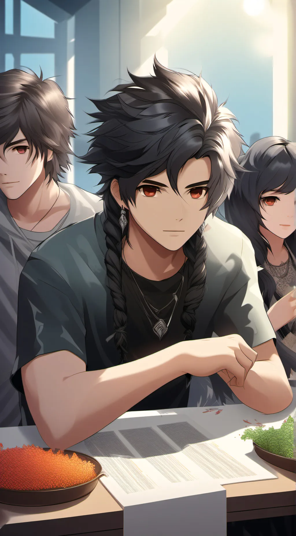 ai character: zach, leo, emma background