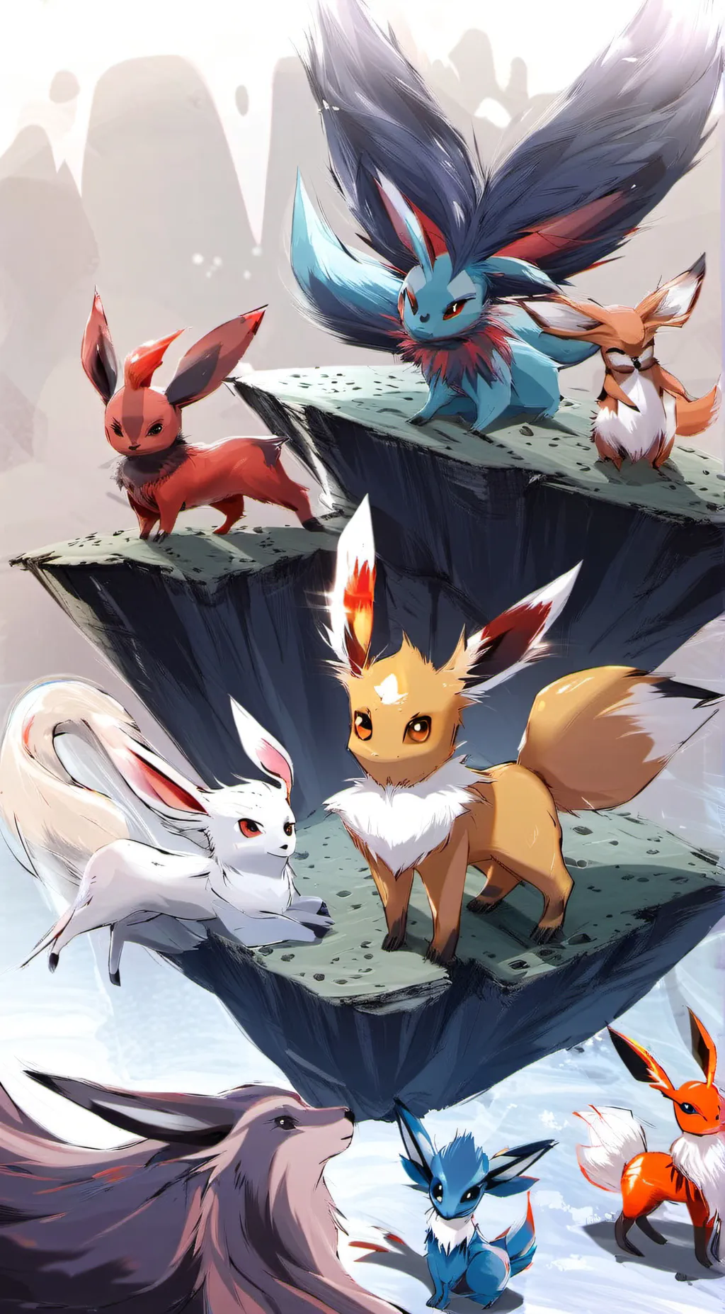 ai character: Eeveelutions  background