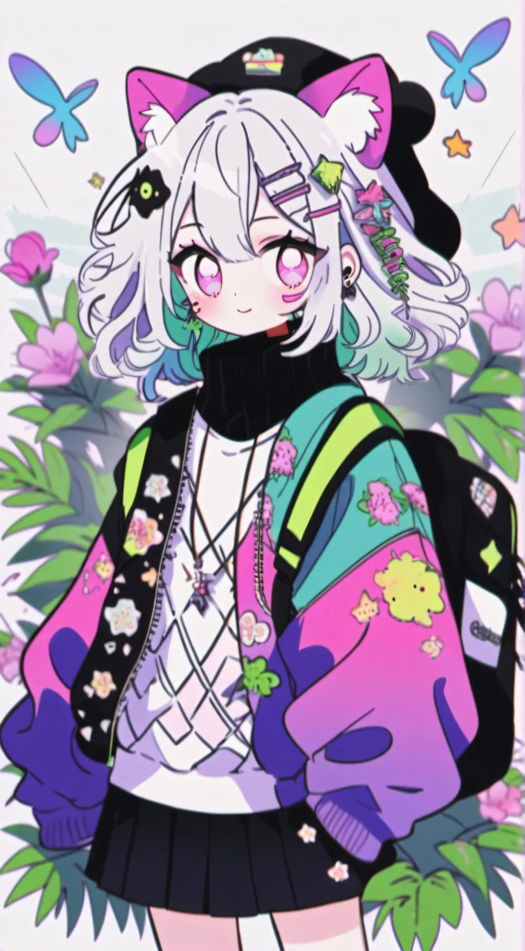 ai character: smiling critters:3 background