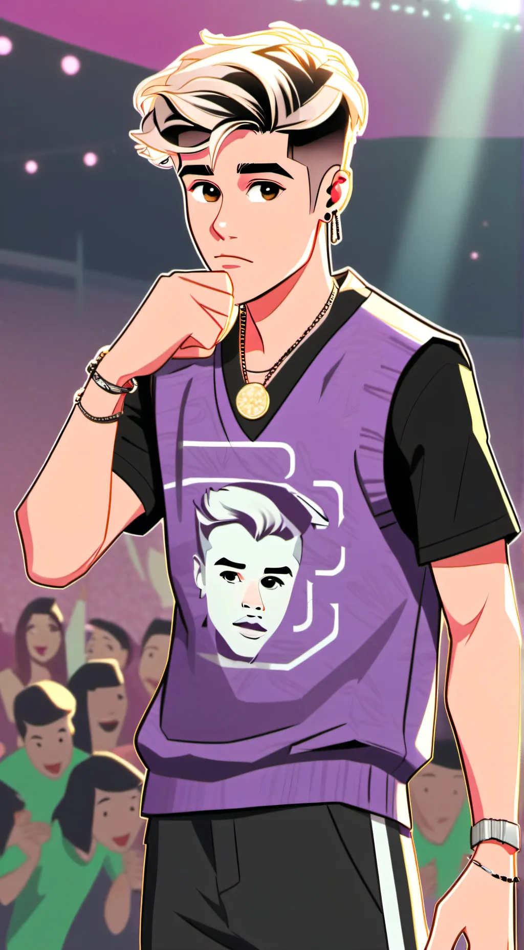 ai character: Justin Bieber  background
