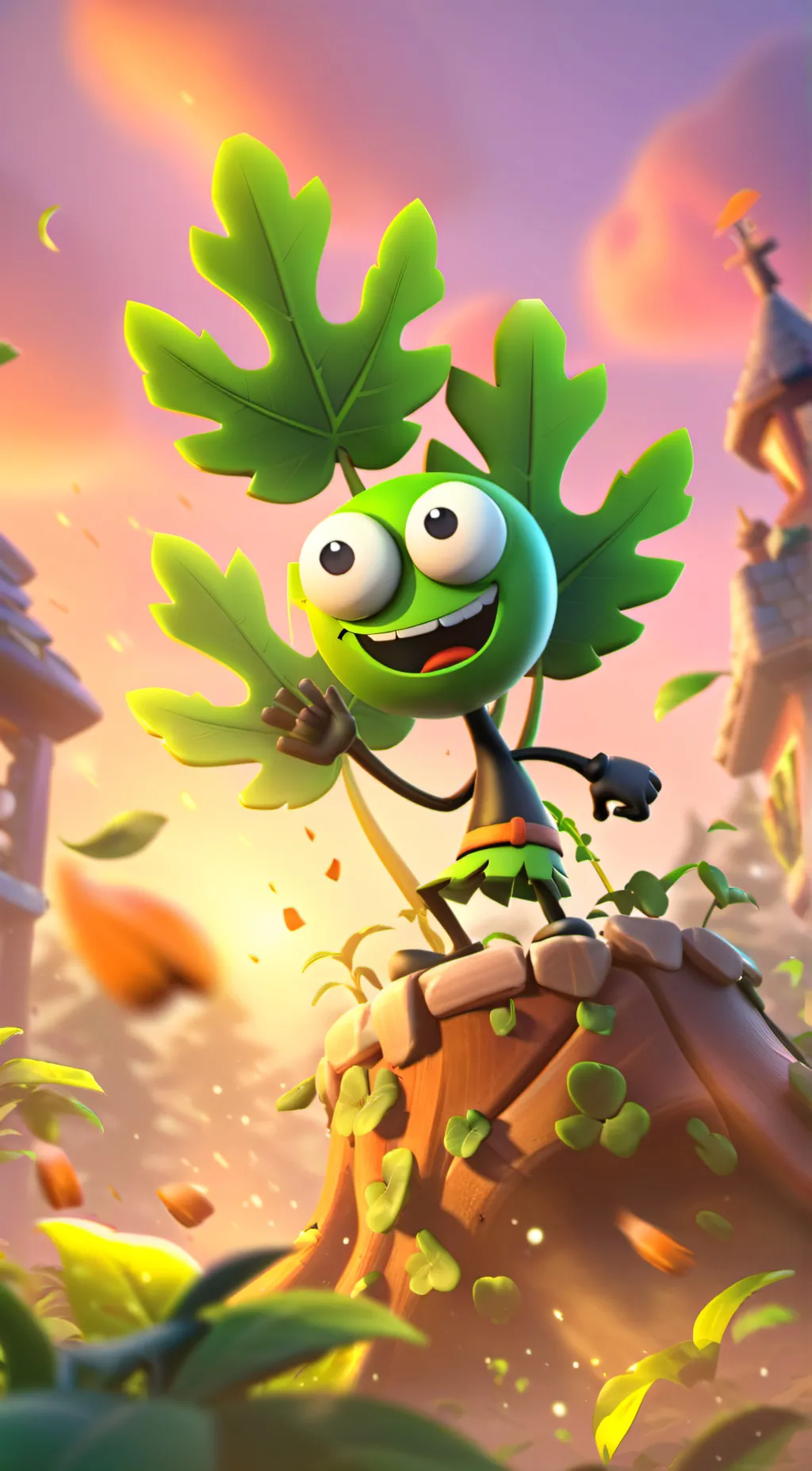 ai character: Leafy (bfdi) background