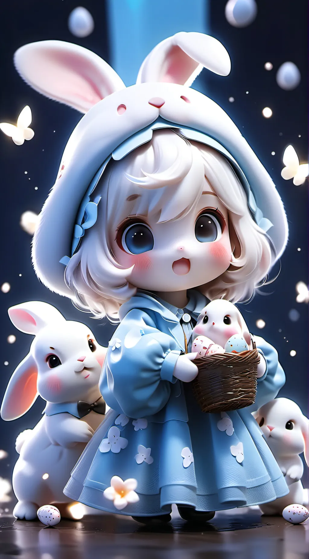 ai character: Easter bunny  girl background