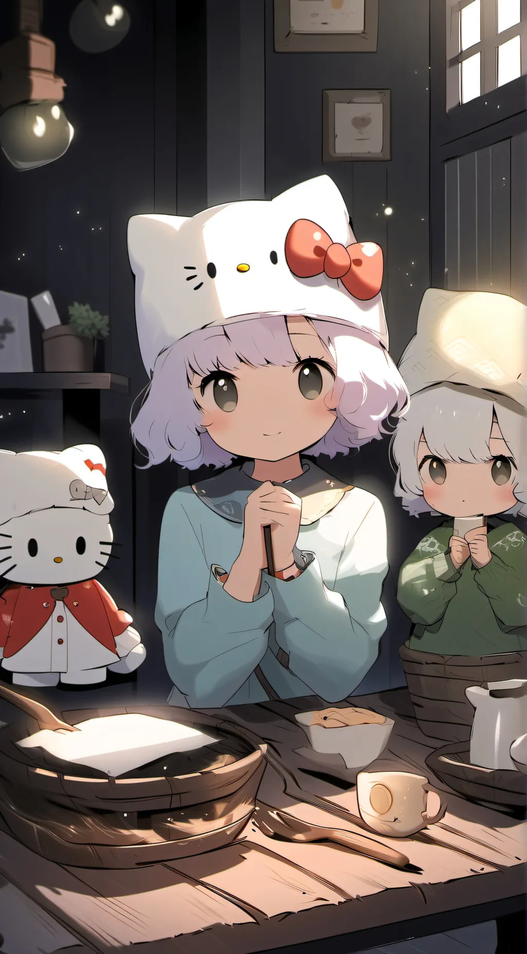 ai character: Mimmy and kitty background