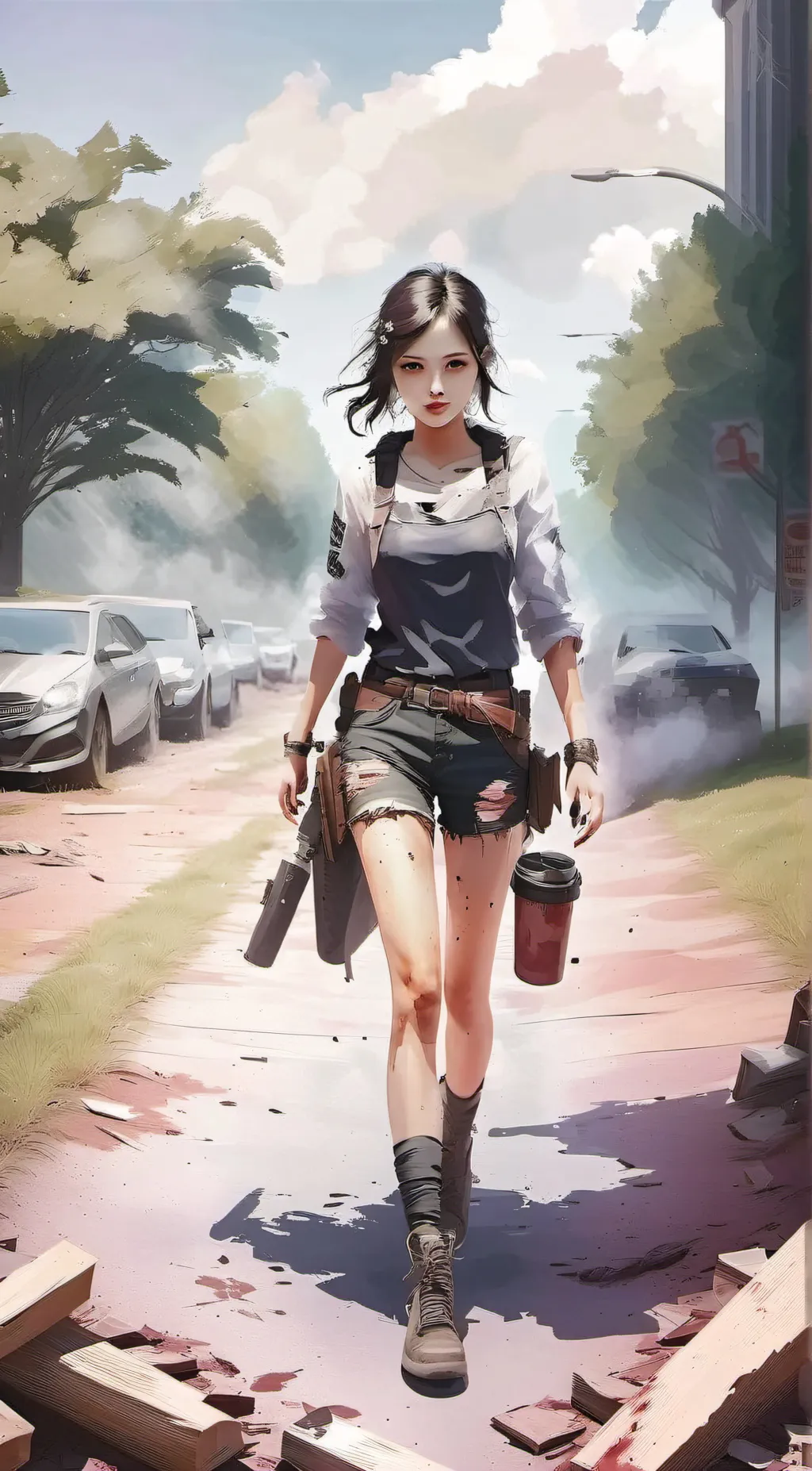 ai character: railine blazing background