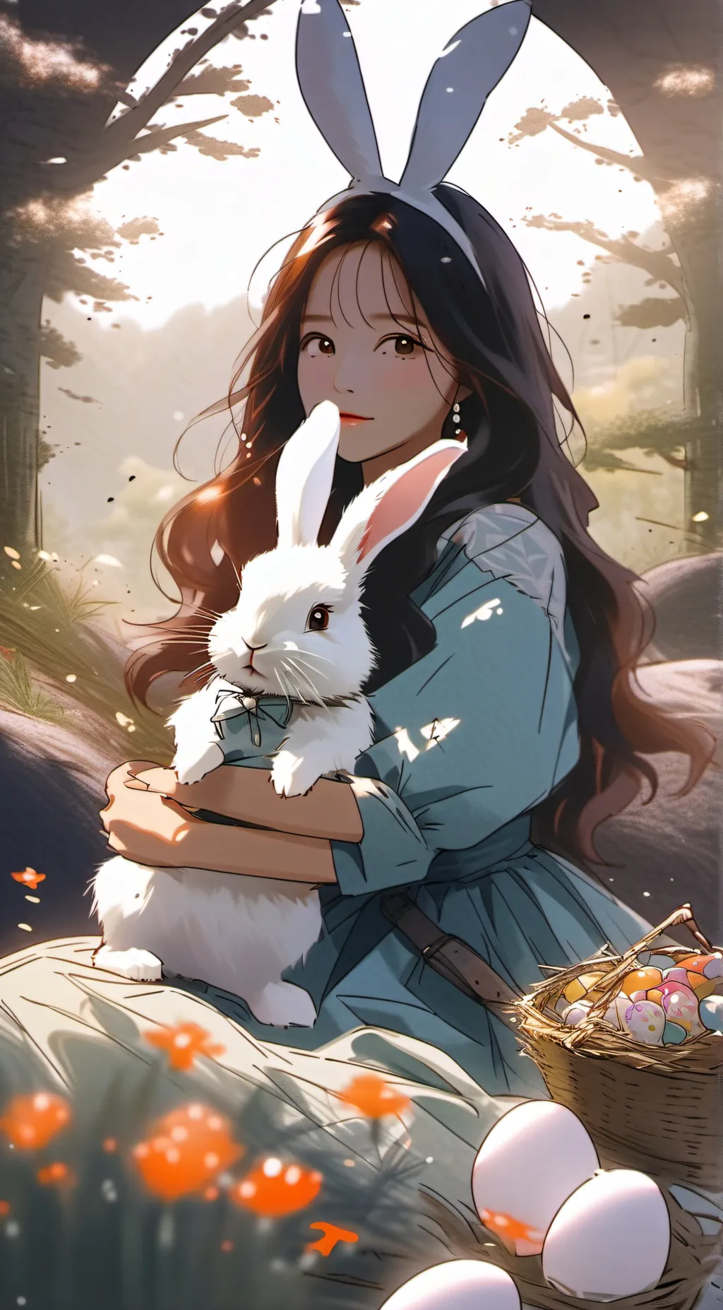 ai character: Easter Girl background