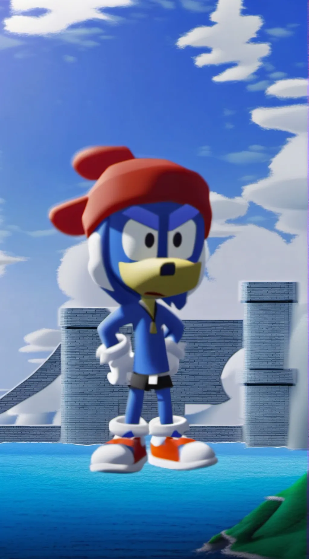 ai character: Goofy sonic background