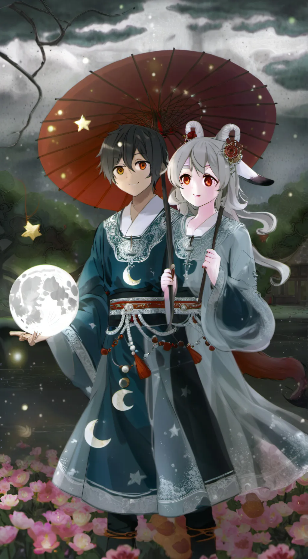 ai character: moon and moonlight background